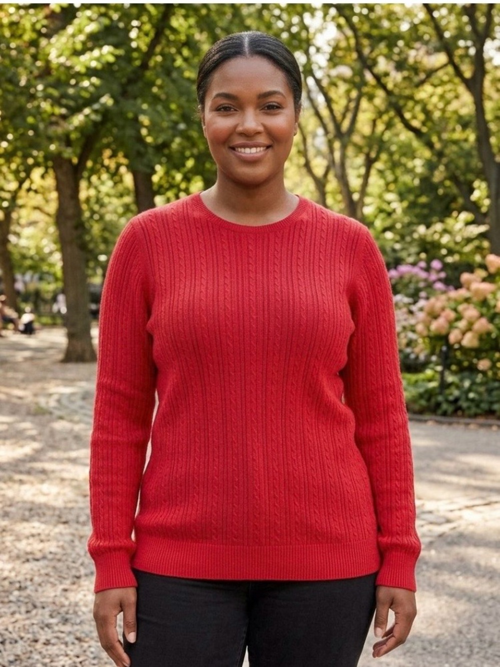 Talbots Red Cable Knit Crewneck Sweater